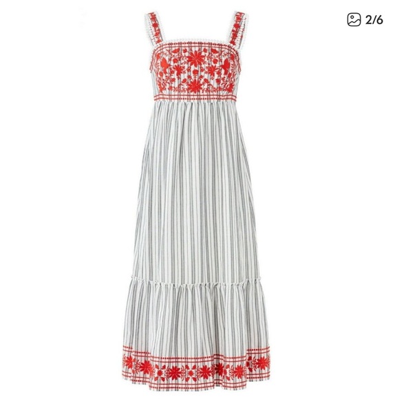 Kate Spade Stripe Embroidered Maxi Dress - Picture 4 of 10